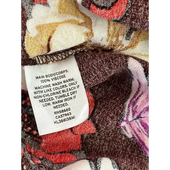 Hinge Women's Pintuck Floral Burgundy Fudge Wild Bouquet Mini Dress Size S - Picture 7 of 16